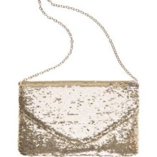 Jessica McClintock Light Gold Glitter Clutch