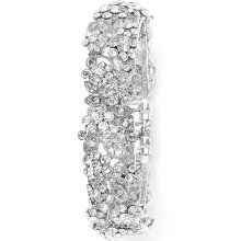 Jeweled Floral Bridal Wedding Cuff Bracelet