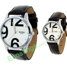 Jewelry Faux Leather One Pair of Romantic Quartz Wrist Watch