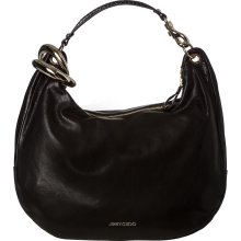 Jimmy Choo 'Solar' Black Leather Hobo Handbag (Black Solar)