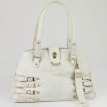 Jimmy Choo White Drummed Leather Blanche Bag