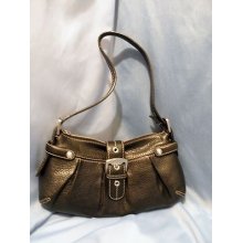 Jones York Black Leather With Brushed Silver Hardware Hobo Handbag