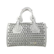 Joseph D'arezzo Crystal Encrusted Satchel Handbag In White-nwt