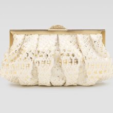 Judith Leiber Natalie Foiled Python Clutch Bag, Champagne