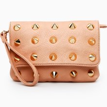 Jumbo Gold Stud Clutch - pink L