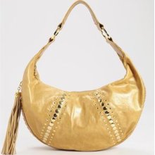 Junior Drake LU Genuine Leather Studded Hobo Bag - gold