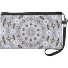 Kaleidoscope Brown Blue White Wristlet