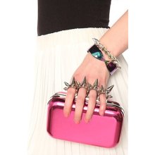 Karmaloop Mkl Accessories The No Apologies Spiked Finger Clutch Fuchsia