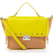 Kate Landry Soho Stud Top Handle Bag - Tan/Yellow