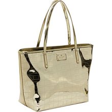 Kate Spade Small Coal Signature Spade Punched Gold Tote Handbag $228