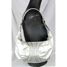 Kathy Van Zeeland Silver Faux Patent Leather Hobo