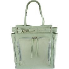 Kelsi Dagger Draco Leather North/South Tote with Buckle Detail - Mint - One Size