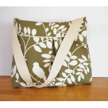 Khaki and Cream Pleated Shoulder Bag - Khaki Pleated Purse