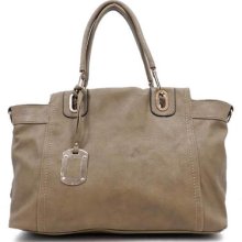 Khaki Brown Lucy Fashion Tote Shopper Shoulder Bag Purse E