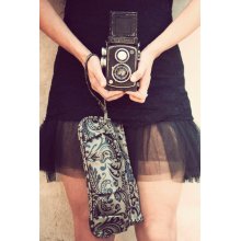 Khloe Klutch in Filigree Empire Black Oilcloth - Clutch