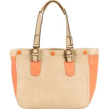 Kimberley Colorblock Tote - Cream/Coral Pink ...