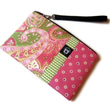 Kindle Case, Kindle Fire Cover, Nook Case, Kobo Case, eReader Wristlet, Padded Zipper Pouch, Pretty Pink Paisley, SALE