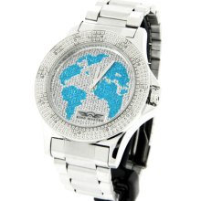 King Master Stainless Steel Blue World Map Dial Men's Watch KM-63