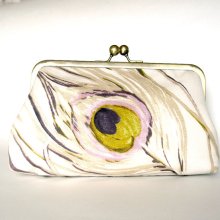 Kisslock Frame Clutch Silk Lined Watercolor Peacock Purse Bridesmaid Bride Wedding Gifts Preppy Prep Bridal