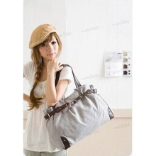 Korean Style Fashion Cute Girl Casual Canvas Bag Shopper Boat Tote Bag Gray