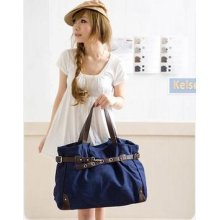 Korean Style Fashion Cute Girl Casual Canvas Bag Shopper Boat Tote Bag Blue Ks0