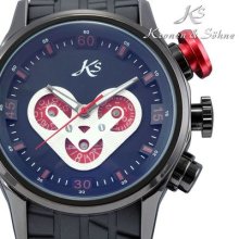 Ks Automatic Mechanical Day Date 24 Hours Display Men Black Silicone Sport Watch