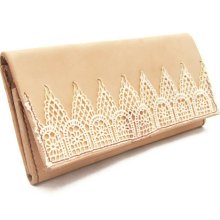 Lace and Leather Womens Wallet Clutch / Wedding Clutch / Bridal Wallet / Handcrafted in USA