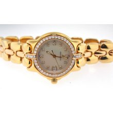 Ladies Bertolucci 18k Yellow & Pink Gold Diamond Mother Of Pearl Watch W/ Date