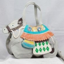 Ladies Camel Style Hobo Inspired Women Bag Handmade Stitch Patches / 8colour