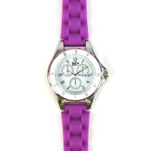 Ladies Casual 2 Tone Metal Silcone Strap Analog Wrist Watch Watches Purple