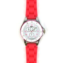 Ladies Casual 2 Tone Metal Silcone Strap Analog Wrist Watch Watches Pink