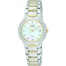 Ladies Citizen Eco-drive Watch 23 Diamonds Two Tone Watch Ew0974-50d