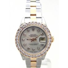 Ladies Rolex Datejust 79163 2 Cts Diamonds Bezel Mop Oyster Band No Holes Watch