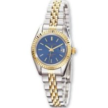 Ladies Two-Tone Brass Stainless Steel Blue Dial Watch