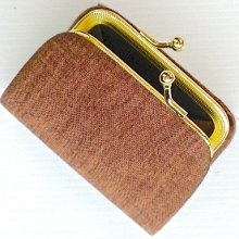 Lady Handbag Women Clutch Purse Real Thai Silk Little Bags Brown Color