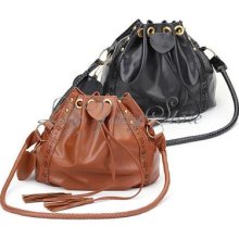 Lady Hobo Bucket Bag Shoulder Crossbody Drawstring Tassel Messenger Handbag