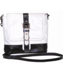 Latico Leathers Vickie Metallic Block Crossbody Soulderbag Color: Metallic Gray/Black