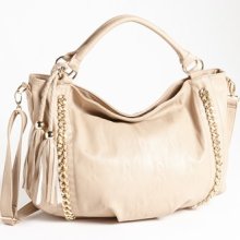 LaTique 'Adele' Faux Leather Satchel Taupe