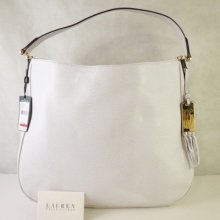 Lauren Ralph Lauren Harrow Lizzard Embossed Leather White Hobo $298