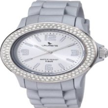 Laurens Womens GW70J906Y Swarovski Crystal Bezel Silver Dial Rubber