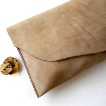 Leather Clutch - Raw and RUSTIC - with Raw Edge