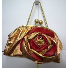 leather - dimensional rose frame bag