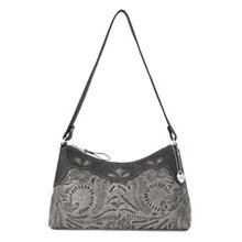 Leather Shoulder Handbag - Grey - Peek-A-Boo