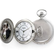 Legere Pocket Timepieces Silver Pocket Watch with Mother of Pearl Dial and Photo in Cover