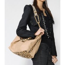 Leopard Print Detail Satchel Nude - One size