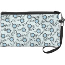 Light baby blue circles Wristlet Clutch