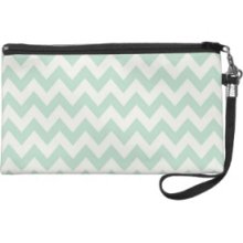 Light Green Chevron Wristlet