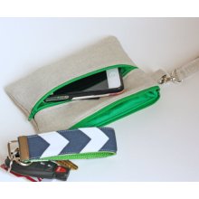 Linen Double Zipper Mini Clutch