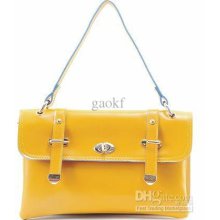 Lollipop Color Double Entry Rivet Buckled Handbag Small Leather Satc