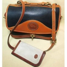 Lot 2 Vintage Dooney & Bourke Black Cognac Crossbody Bag Shoulder Handbag Case